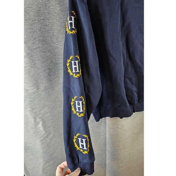 Tommy Hilfiger Mock Neck Sweatshirt Womens Navy Sz Med Logo Pullover - Picture 2 of 7